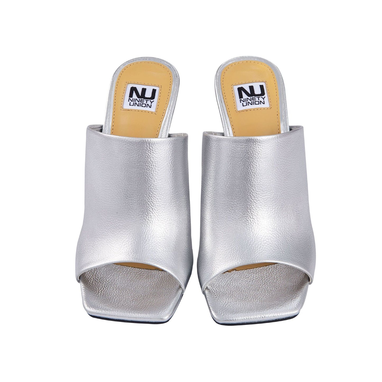 Ninety Union Rumba Open Toe One Band Slide With A Metallic Decorative Heel