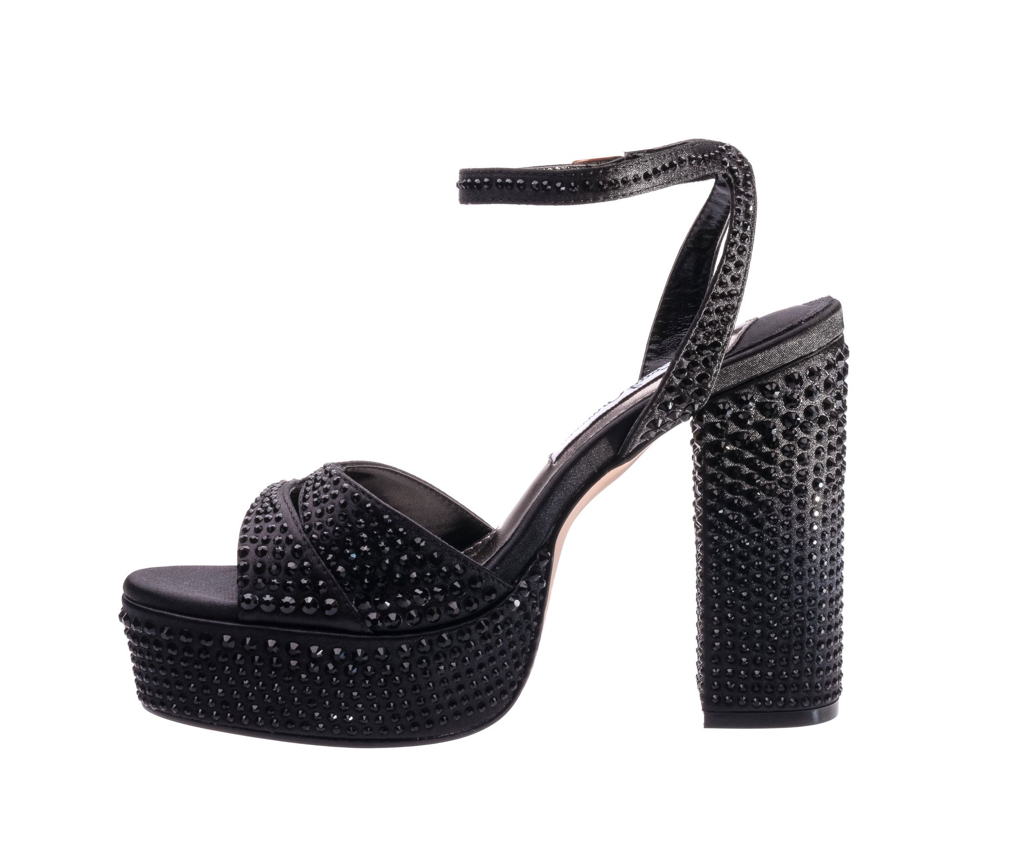 Diamond Platform Sandal - Black - GLITTER FASHION