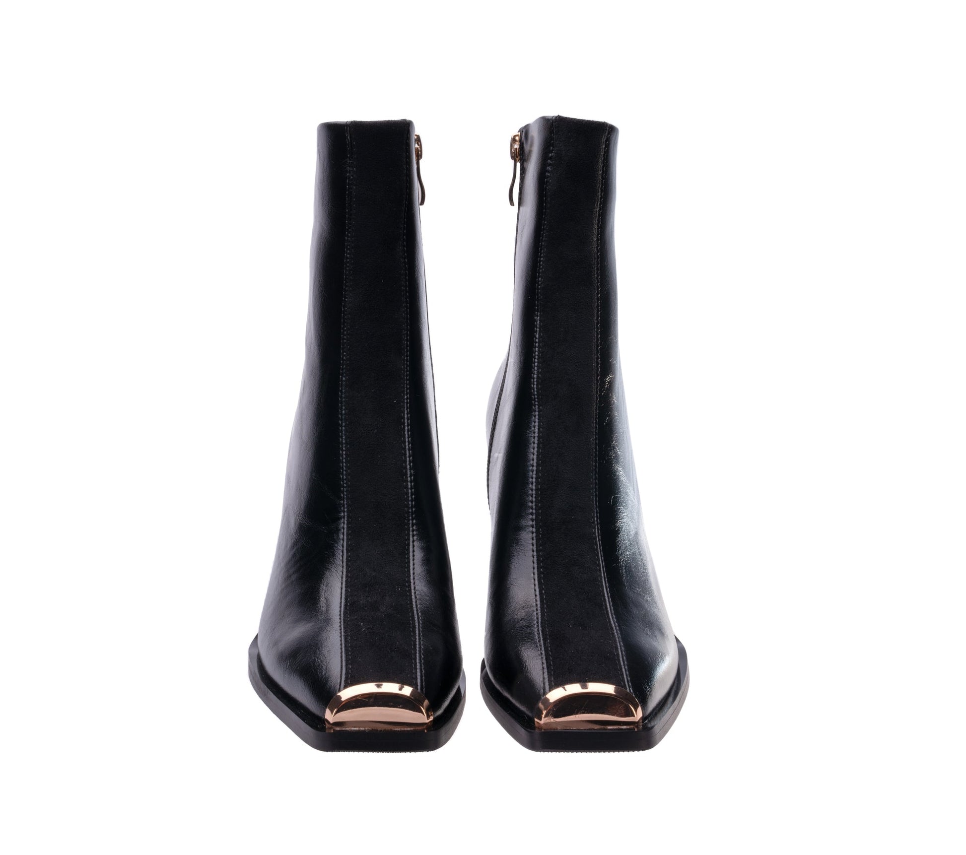Ninety Union TEMPO Short Bootie With A Square Toe Gold Toe-Tip And Chunky Heel - ninetyunion